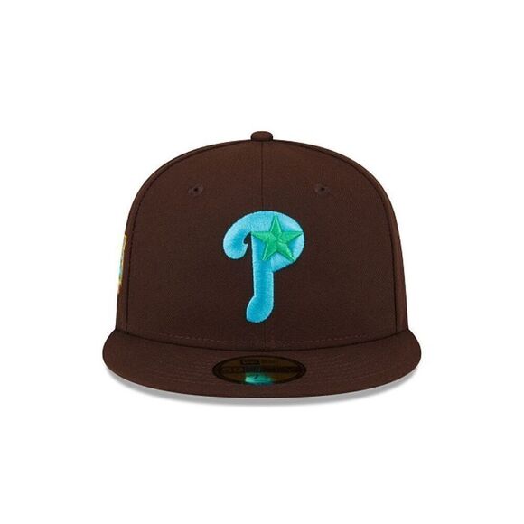Philadelphia Phillies New Era 59FIFTY Fitted Hat Brown Mint Size 8 - Picture 2 of 7